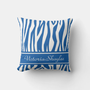 Almofada Impressão de Zebra Azul Denim com texto personali