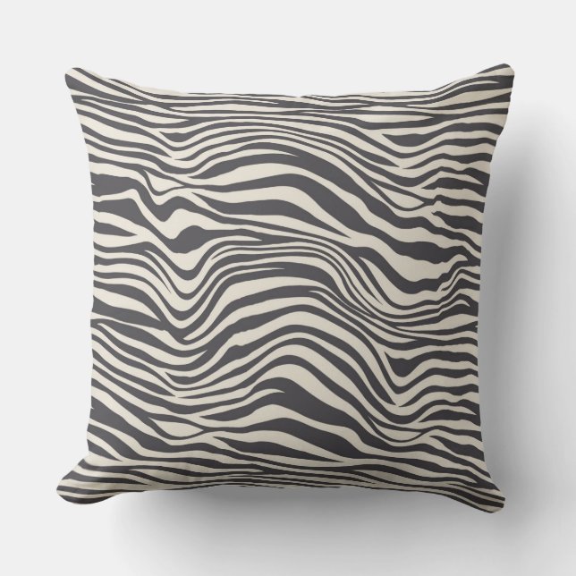 Almofada Impressão de Zebra de Cacau Castanho (Frente)