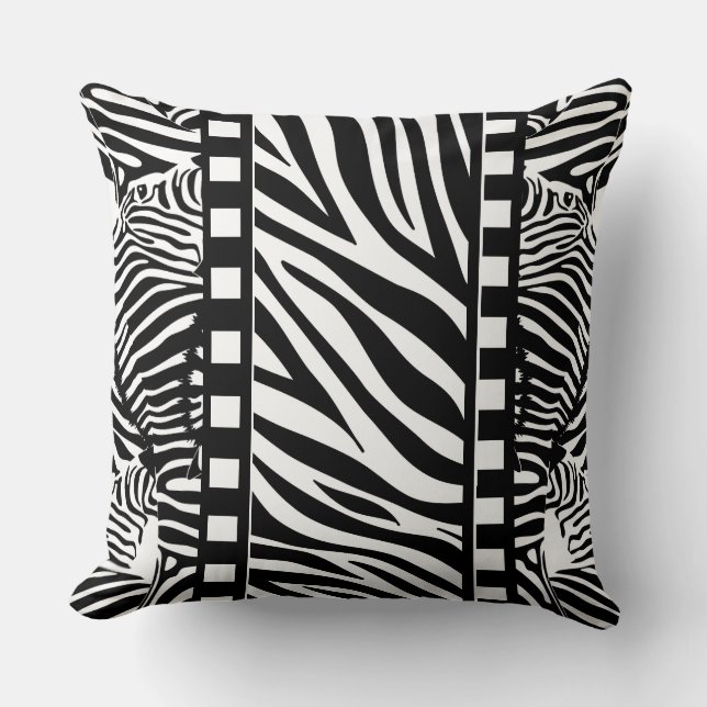 Almofada Impressão de Zebra Preta e Branca (Frente)