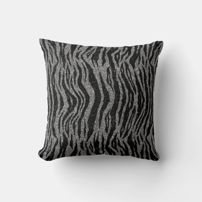 Almofada Impressão de Zebra Preto e Cinza Prata (Frente)