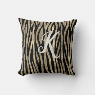 Almofada Impressão de Zebra preto e Dourado com brilho mono