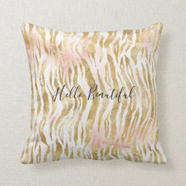 Almofada Impressão de Zebra Rosa Dourada