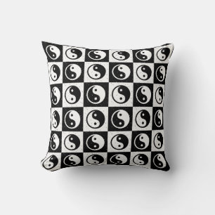Almofada Impressão do bloco Zen Yin-yang, branco preto, mar