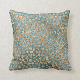 Almofada Impressão do Leopardo Azul-Teal Verde Dourado