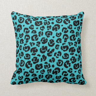 Almofada Impressão do leopardo do preto azul de turquesa