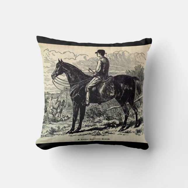 Almofada Impressão do século XIX Um Cavalo de Caça Leve (Frente)