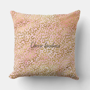 Almofada Impressão Dourada de Leopard , cor-de-rosa