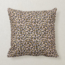 Almofada Impressão Dourada de Leopardo Preto e Rosa