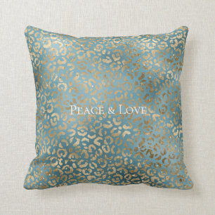 Almofada Impressão Dourada de Leopardo Verde Teal