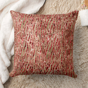 Almofada Impressão Dourada Glam Zebra com Glitz Vermelho