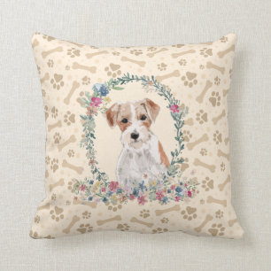 Almofada Impressão e Floral do Cachorro Jack Russell Haire