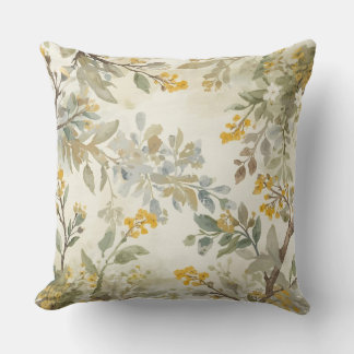 Almofada Impressão em Aquarela Azul Bege Verde Dourado Wood