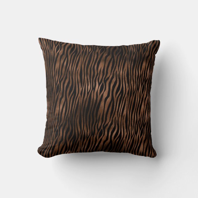 Almofada Impressão em Zebra Preta Glam Brown (Frente)