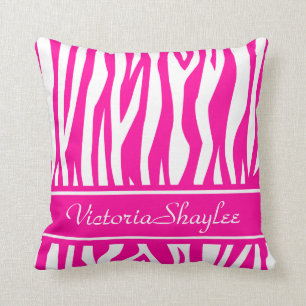 Almofada Impressão em zebra rosa com texto personalizado