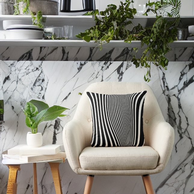 Almofada Impressão Faux Zebra Preta e Branca e Curva (Criador carregado)