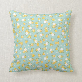 Almofada Impressão Floral Amarelo e Mint Chic