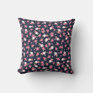Almofada Impressão Floral de marinho e Vintagem Chic Rosa