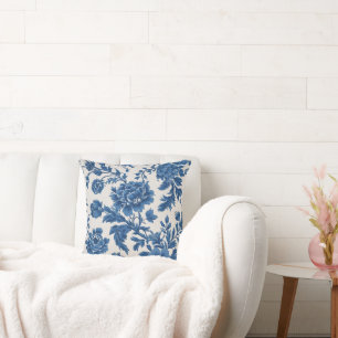 Almofada Impressão Floral inspirada no Vitoriano Azul e Bra