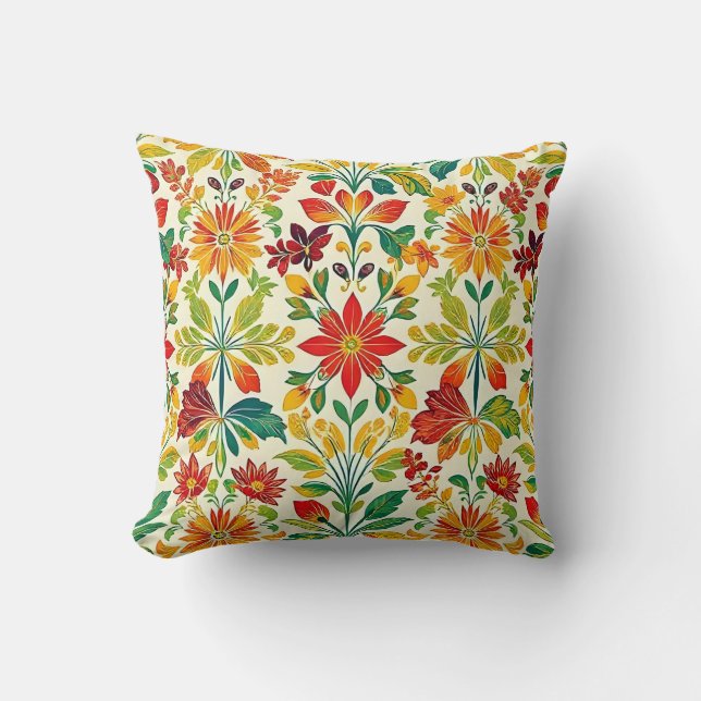 Almofada impressão floral laranja (Frente)