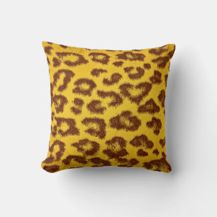 Almofada Impressão Leopardo Amarelo e Marrom