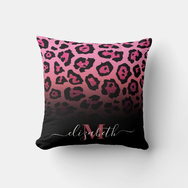 Almofada Impressão Leopardo Cor-de-Rosa (Frente)