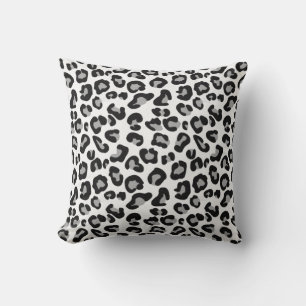 Almofada Impressão Leopardo em Preto e Branco com Cinza /