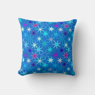 Almofada Impressão Moderna Starburst, Azul Cerúleo Profundo