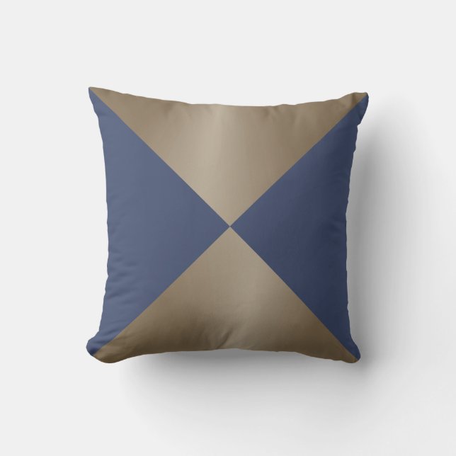 Almofada Impressão moderno de triângulo azul e taupe (Frente)