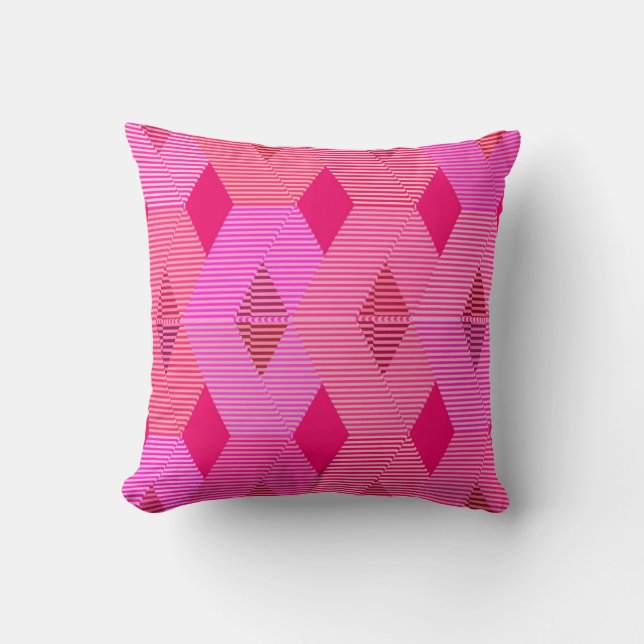 Almofada Impressão moderno do diamante do meio século, rosa (Frente)
