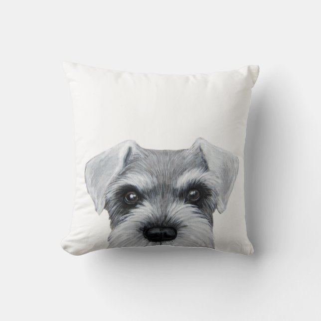 Almofada Impressão original cinzento e branco do Schnauzer, (Frente)