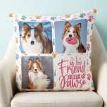 Almofada Impressão Personalizada de 3 Fotografias do Melhor<br><div class="desc">Meu Melhor Amigo Tem Patas! Celebre seu melhor amigo com um travesseiro de colagem de fotos de cão exclusivo e personalizado. Surpreenda seu amante favorito de cachorro, seja aniversário, Dia de as mães, dia de os namorados ou Natal com esse travesseiro de fotógrafo amoroso. Esse Verdadeiro Amor com travesseiro de...</div>