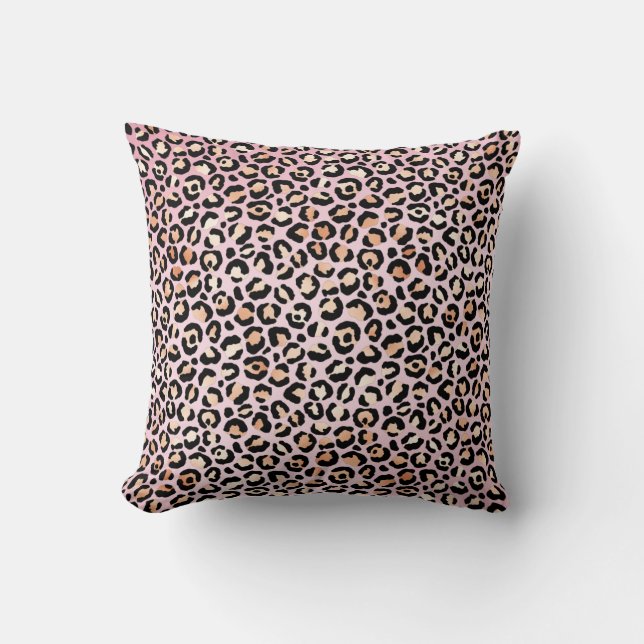 Almofada Impressão Pêssego Preto-Leopardo-Rosa      (Frente)