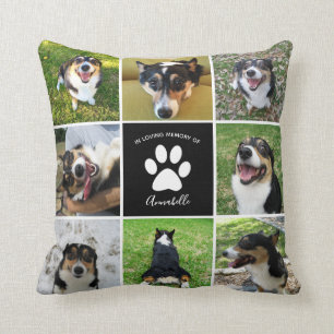 Almofada Impressão Pet Memorial Custom Dog Collage Paw