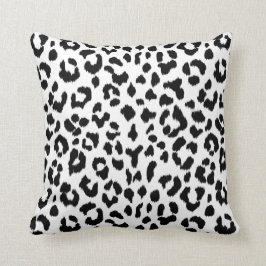 Almofada impressão preto e branco do leopardo com monograma