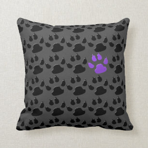 Almofada Impressão preto e roxo da pata