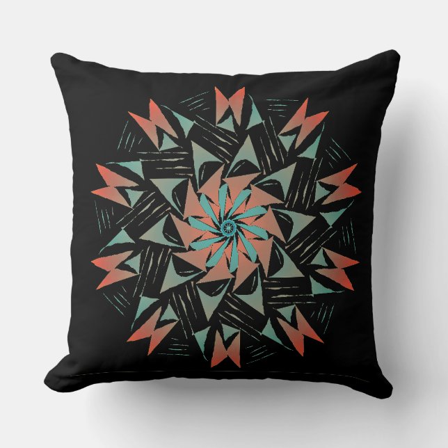 Almofada Impressão Preto Gráfico do Sudoeste Ocidental (Frente)