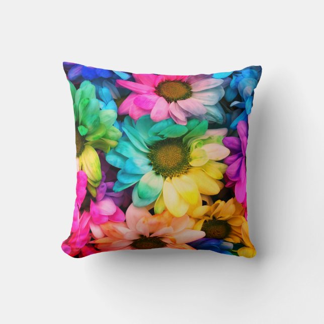 Almofada Impressão Travesseiro decorativo Rainbow Daisy (Frente)