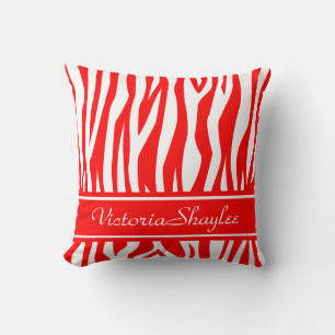 Almofada Impressão vermelho da zebra com texto feito sob