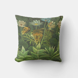 Almofada Impressão Vintage de Leão na Selva Tropical de Hen