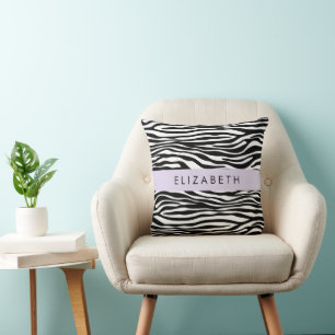 Almofada Impressão Zebra, Stripes, Preto E Branco, Seu Nome