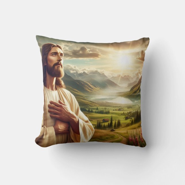 Almofada Impressionante pintura digital Jesus Cristo (Frente)