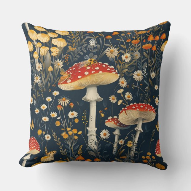 Almofada Impressões vindimadas com insetos mariposas de abe (Frente)