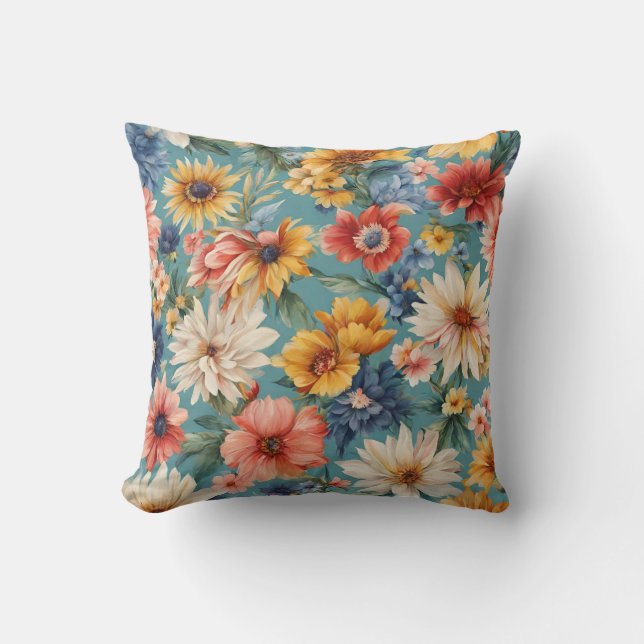 Almofada Incrível e elegante Flores de Verão (Frente)