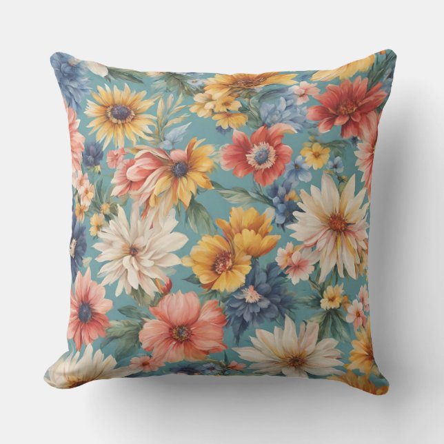 Almofada Incrível e elegante Flores de Verão (Frente)