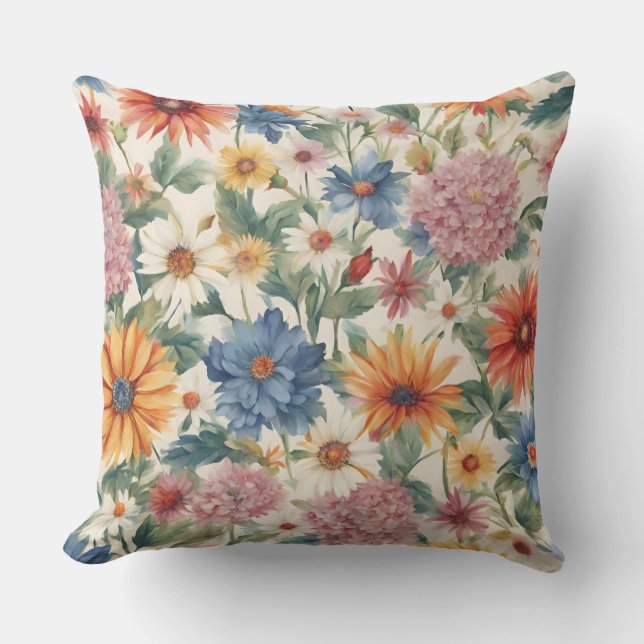 Almofada Incrível Flores de Jardim de Verão (Frente)