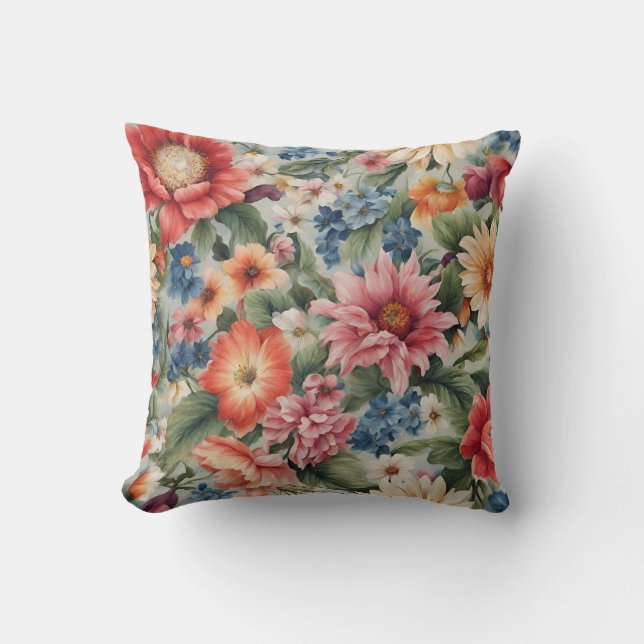 Almofada Incrível Flores de Verão Coloridas Coloridas (Frente)