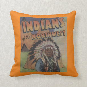 Almofada Indianos do noroeste - chefe indiano & Teepee