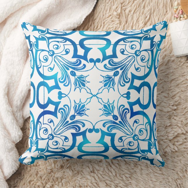 Almofada Indigo blue tile pattern (Cobertor)