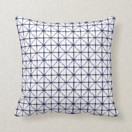 Almofada Indigo Japonês Shibori Grid Stripes Duplo