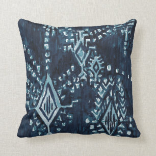 Almofada Indigo Satélite Ikat Tribal Watercolor
